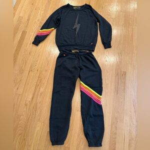Aviator Nation Rainbow Stripe Sweatpants Set